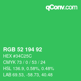 カラーコード: RGB 52 194 92 | qconv.com