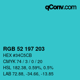 カラーコード: RGB 52 197 203 | qconv.com