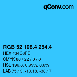 カラーコード: RGB 52 198.4 254.4 | qconv.com