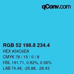カラーコード: RGB 52 198.8 234.4 | qconv.com