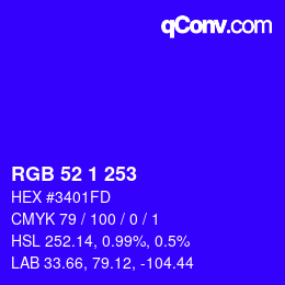 カラーコード: RGB 52 1 253 | qconv.com