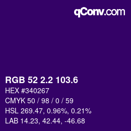 カラーコード: RGB 52 2.2 103.6 | qconv.com