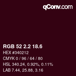 カラーコード: RGB 52 2.2 18.6 | qconv.com