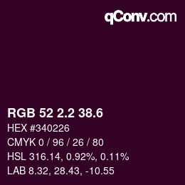 カラーコード: RGB 52 2.2 38.6 | qconv.com