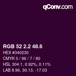 カラーコード: RGB 52 2.2 48.6 | qconv.com