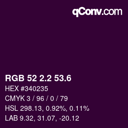 カラーコード: RGB 52 2.2 53.6 | qconv.com