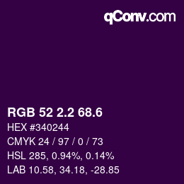カラーコード: RGB 52 2.2 68.6 | qconv.com