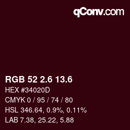 カラーコード: RGB 52 2.6 13.6 | qconv.com