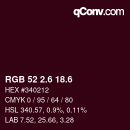 カラーコード: RGB 52 2.6 18.6 | qconv.com