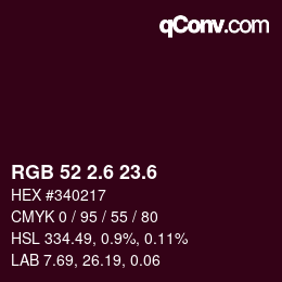 カラーコード: RGB 52 2.6 23.6 | qconv.com