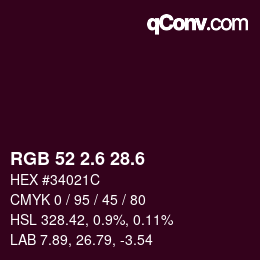 カラーコード: RGB 52 2.6 28.6 | qconv.com