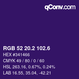 カラーコード: RGB 52 20.2 102.6 | qconv.com