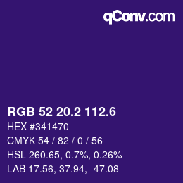 カラーコード: RGB 52 20.2 112.6 | qconv.com