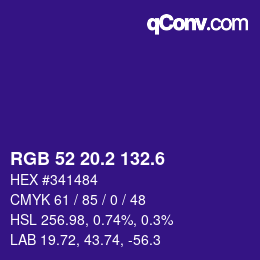 カラーコード: RGB 52 20.2 132.6 | qconv.com