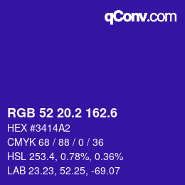 カラーコード: RGB 52 20.2 162.6 | qconv.com
