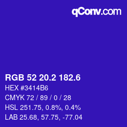 カラーコード: RGB 52 20.2 182.6 | qconv.com