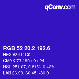 カラーコード: RGB 52 20.2 192.6 | qconv.com