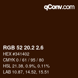 カラーコード: RGB 52 20.2 2.6 | qconv.com