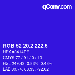 カラーコード: RGB 52 20.2 222.6 | qconv.com