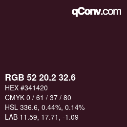 カラーコード: RGB 52 20.2 32.6 | qconv.com