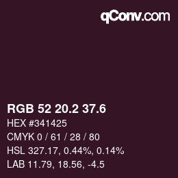 カラーコード: RGB 52 20.2 37.6 | qconv.com