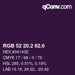 カラーコード: RGB 52 20.2 62.6 | qconv.com