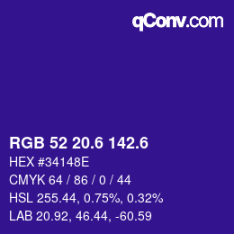 カラーコード: RGB 52 20.6 142.6 | qconv.com