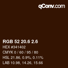 カラーコード: RGB 52 20.6 2.6 | qconv.com