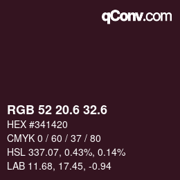 カラーコード: RGB 52 20.6 32.6 | qconv.com