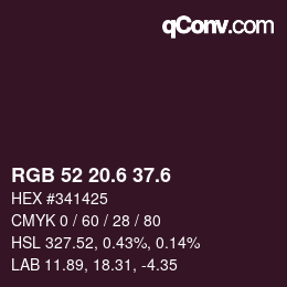 カラーコード: RGB 52 20.6 37.6 | qconv.com