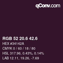 カラーコード: RGB 52 20.6 42.6 | qconv.com