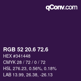 カラーコード: RGB 52 20.6 72.6 | qconv.com
