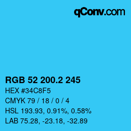 カラーコード: RGB 52 200.2 245 | qconv.com
