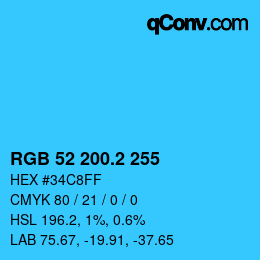 カラーコード: RGB 52 200.2 255 | qconv.com