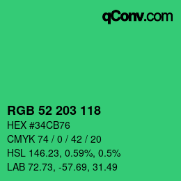 Color code: RGB 52 203 118 | qconv.com