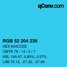 Farbcode: RGB 52 204 238 | qconv.com