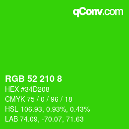 Color code: RGB 52 210 8 | qconv.com