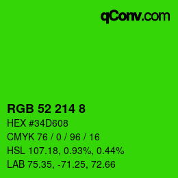 Color code: RGB 52 214 8 | qconv.com