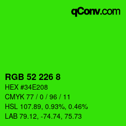 Color code: RGB 52 226 8 | qconv.com