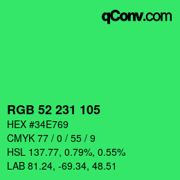 Color code: RGB 52 231 105 | qconv.com