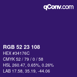 カラーコード: RGB 52 23 108 | qconv.com