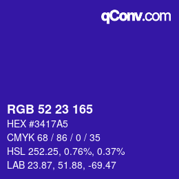 カラーコード: RGB 52 23 165 | qconv.com