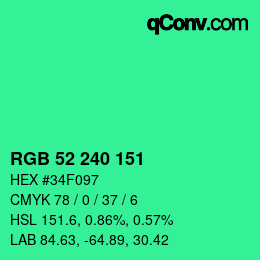 Color code: RGB 52 240 151 | qconv.com