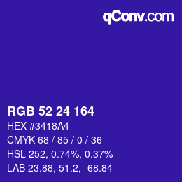 Color code: RGB 52 24 164 | qconv.com
