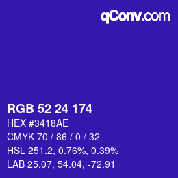 カラーコード: RGB 52 24 174 | qconv.com