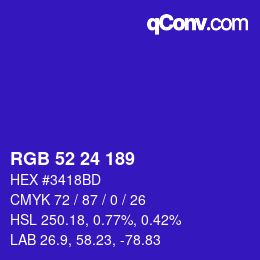 カラーコード: RGB 52 24 189 | qconv.com