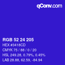 カラーコード: RGB 52 24 205 | qconv.com