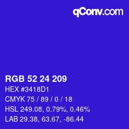 カラーコード: RGB 52 24 209 | qconv.com