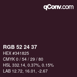 颜色代码: RGB 52 24 37 | qconv.com