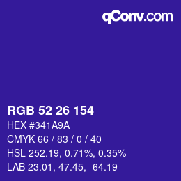 Color code: RGB 52 26 154 | qconv.com